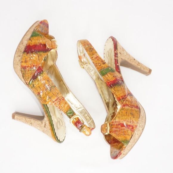 Madeline Amsonia Open Toe Cork Heeled Sandals, 7 - Picture 1 of 6